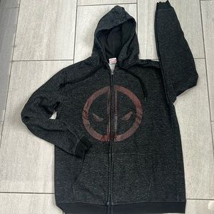 Black Marvel Hoodie Deadpool Mens Size L Sweatshirt Sweater Teens